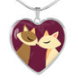 Valentine Cat Couple | Luxury Necklace | Heart Pendant