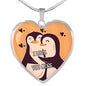 Cute Loving Penguin Couple | Luxury Necklace | Heart Pendant