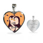 Cute Loving Penguin Couple | Luxury Necklace | Heart Pendant