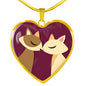 Valentine Cat Couple | Luxury Necklace | Heart Pendant