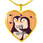 Cute Loving Penguin Couple | Luxury Necklace | Heart Pendant