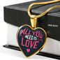 Valentine's Day Gift | All You Need Is Love | Luxury Necklace | Heart Pendant with Engraving Option