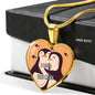 Cute Loving Penguin Couple | Luxury Necklace | Heart Pendant