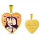 Cute Loving Penguin Couple | Luxury Necklace | Heart Pendant