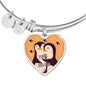 Cute Loving Penguin Couple | Luxury Bangle | Heart Pendant