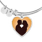 Lovers Kissing at Sunset | Luxury Bangle | Heart Pendant