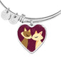 Valentine Cat Couple | Luxury Bangle | Heart Pendant