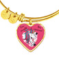 Valentine Unicorn | Luxury Bangle | Heart Pendant