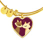 Valentine Cat Couple | Luxury Bangle | Heart Pendant