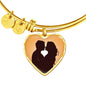 Lovers Kissing at Sunset | Luxury Bangle | Heart Pendant