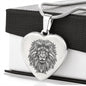Lion Mandala Necklace | Luxury Necklace | Engraved Heart Pendant