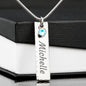 Birthstone Name Tag with Adjustable Snake Chain