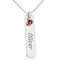 Birthstone Name Tag with Adjustable Snake Chain