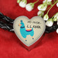 No Prob- Llama Bracelet Blue | Double-wrapped Leather Bracelet | Heart Charm