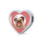Donut Pug Bracelet | Double-wrapped Leather Bracelet | Heart Charm