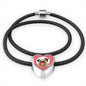 Donut Pug Bracelet | Double-wrapped Leather Bracelet | Heart Charm