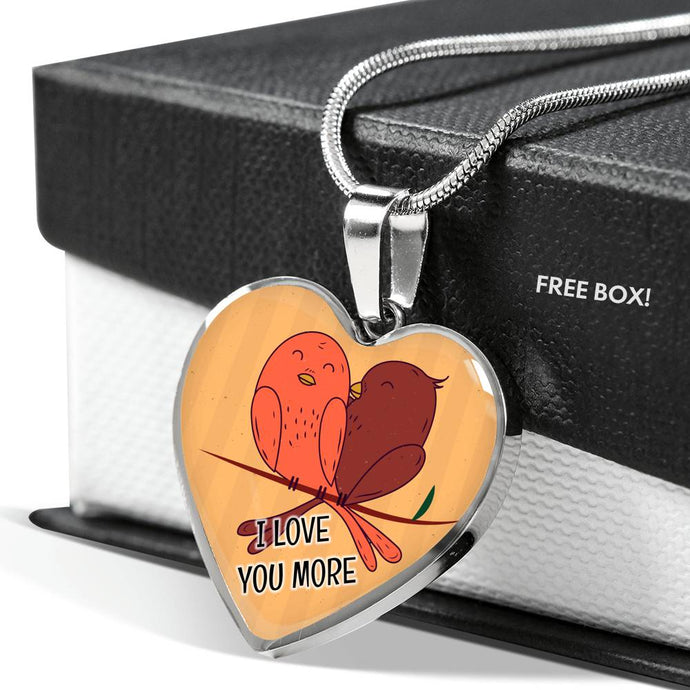 Cute loving Bird Couple | Luxury Necklace | Heart Pendant