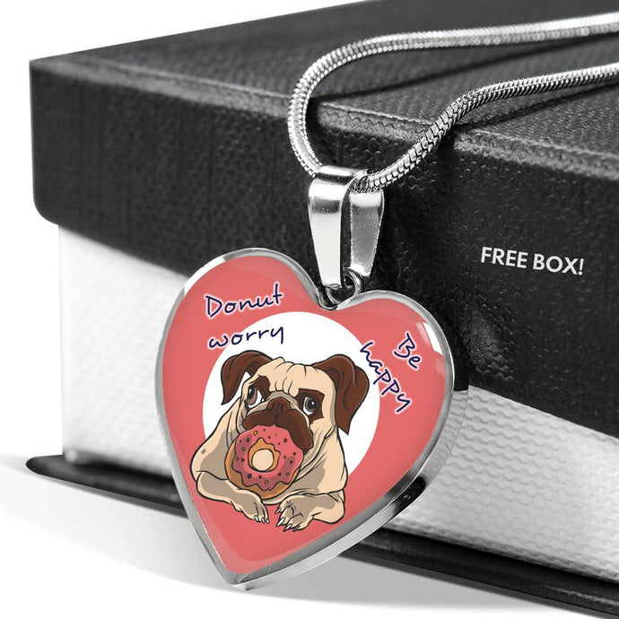 Donut Pug Necklace | Luxury Necklace | Heart Pendant
