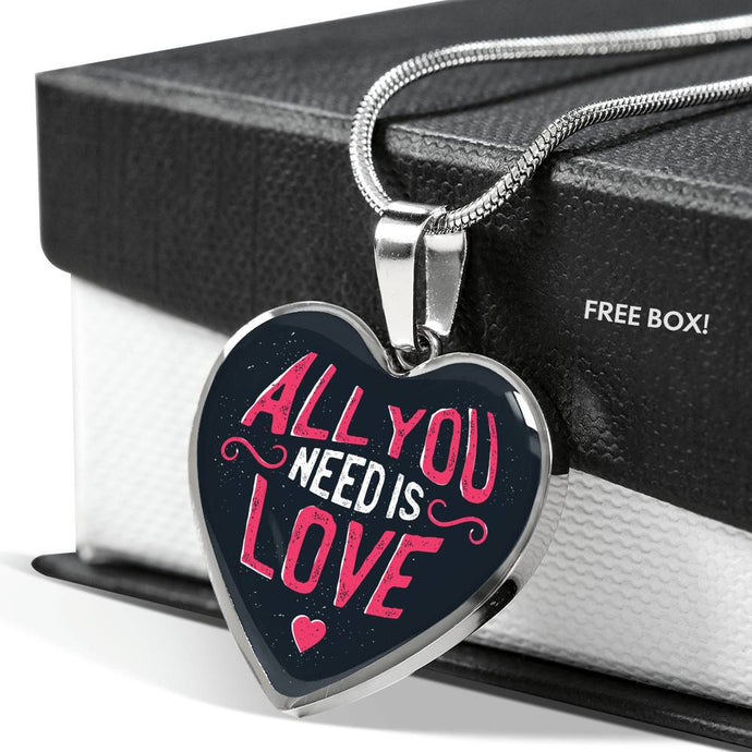 Valentine's Day Gift | All You Need Is Love | Luxury Necklace | Heart Pendant with Engraving Option