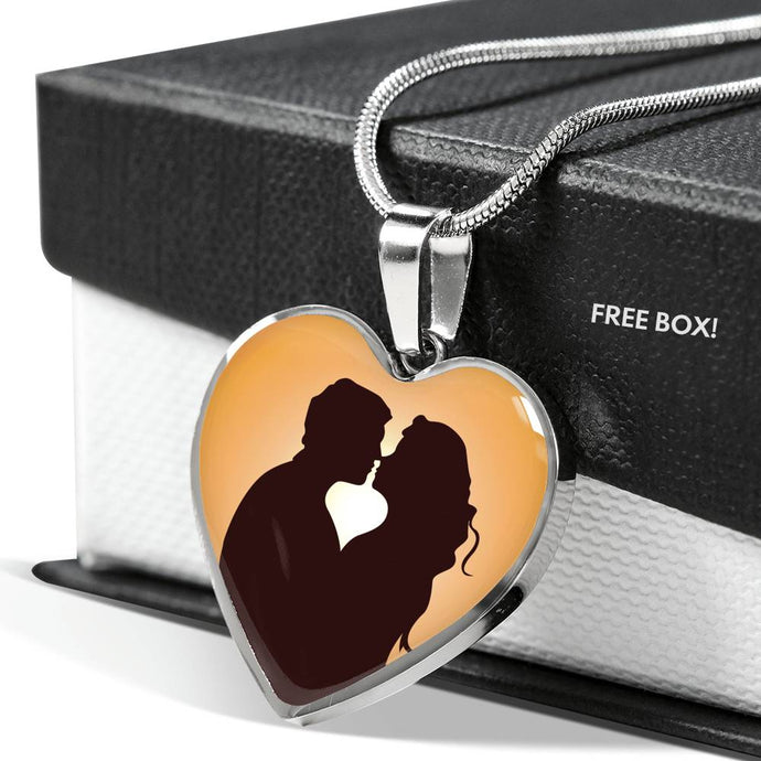 Lovers Kissing at Sunset | Luxury Necklace | Heart Pendant