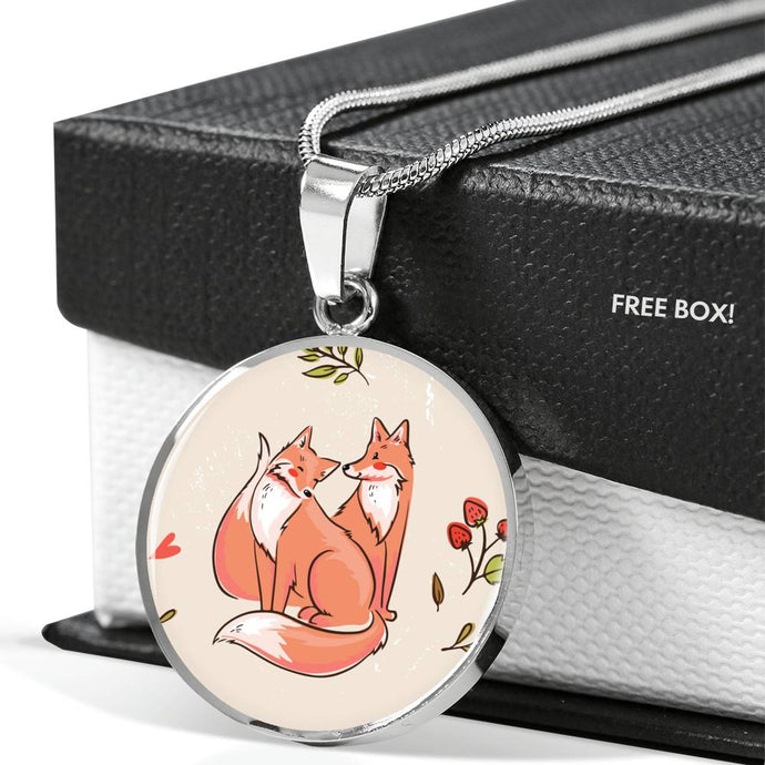 Valentine Fox Couple | Luxury Necklace | Circle Pendant