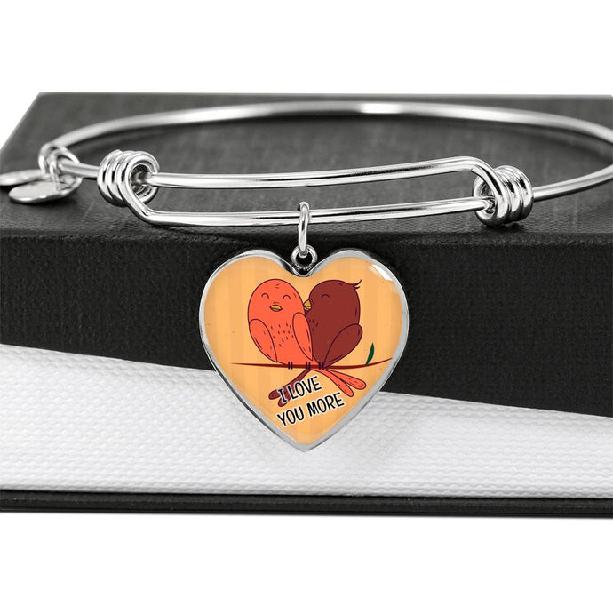 Cute Loving Bird Couple | Luxury Bangle | Heart Pendant
