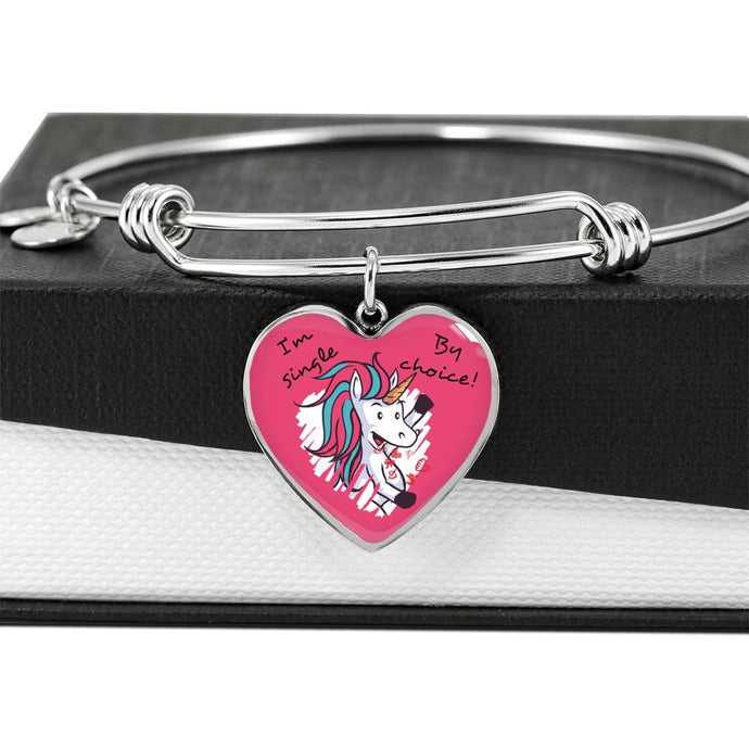 Valentine Unicorn | Luxury Bangle | Heart Pendant