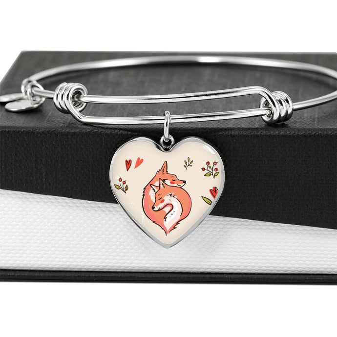 Valentine Fox Couple | Luxury Bangle | Heart Pendant