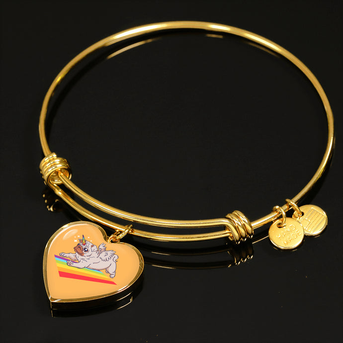 Pug Unicorn Bangle | Luxury Bangle | Heart Pendant