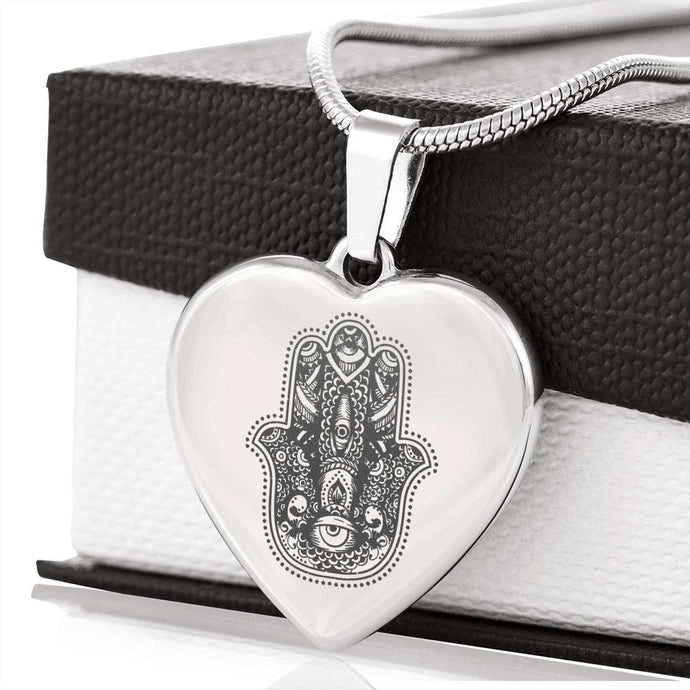 Hand Mandala Necklace | Luxury Necklace | Engraved Heart Pendant