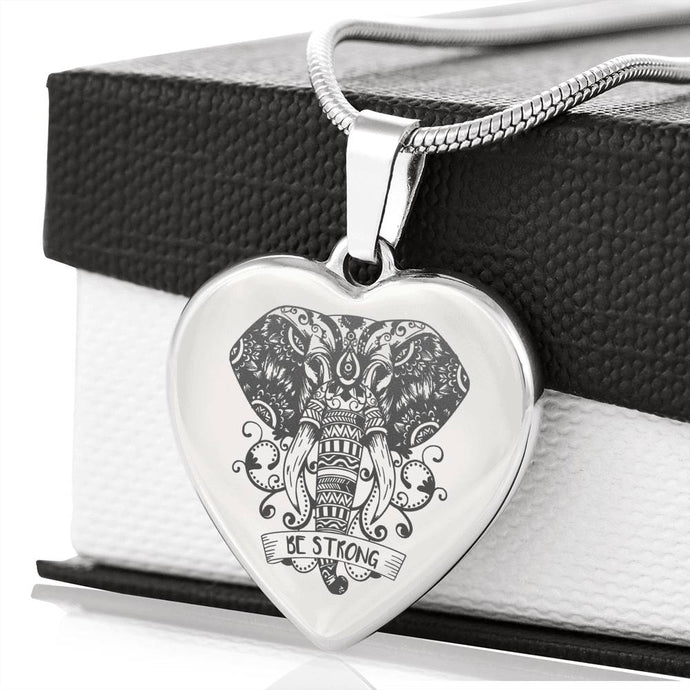 Elephant Mandala Necklace | Luxury Necklace | Engraved Heart Pendant