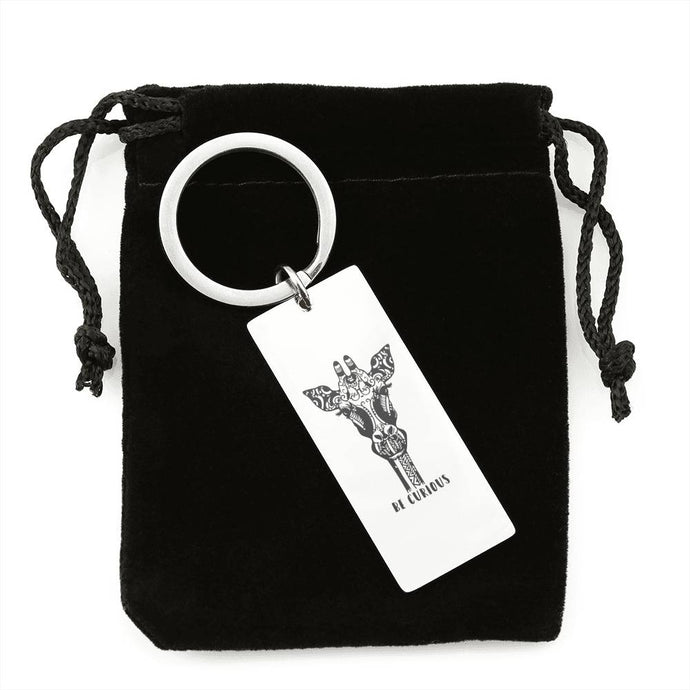 Giraffe Mandala | Stainless Steel Rectangle Keychain