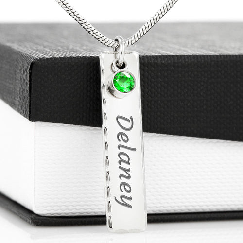 Birthstone Name Tag with Adjustable Snake Chain