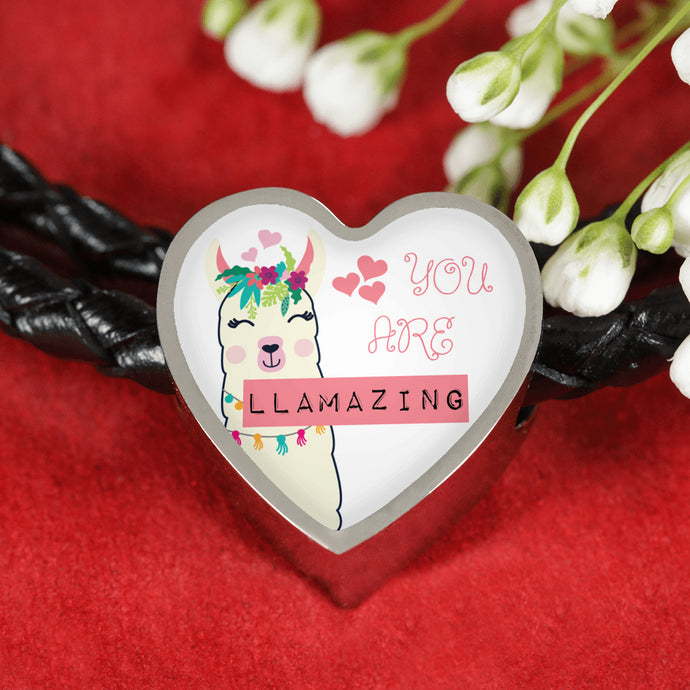 You Are Llamazing Bracelet | Double-wrapped Leather Bracelet | Heart Charm
